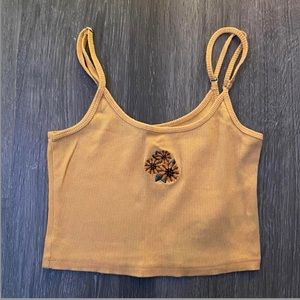 Yellow embroidered sunflower hollister tank top